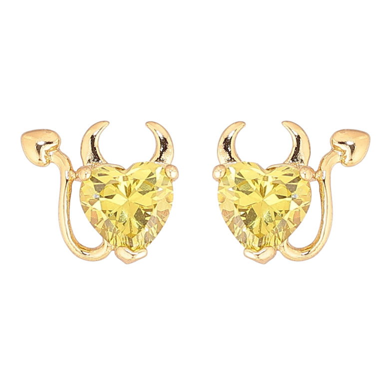 Сережки Xuping колір Позолота 14K пусети Кристальні чортенята фото №1