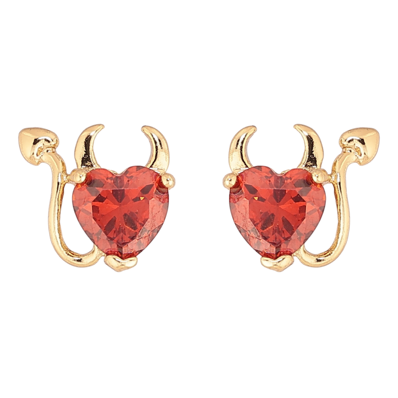 Серьги Xuping цвет Позолота 14K пусеты Кристальные чертята фото №1