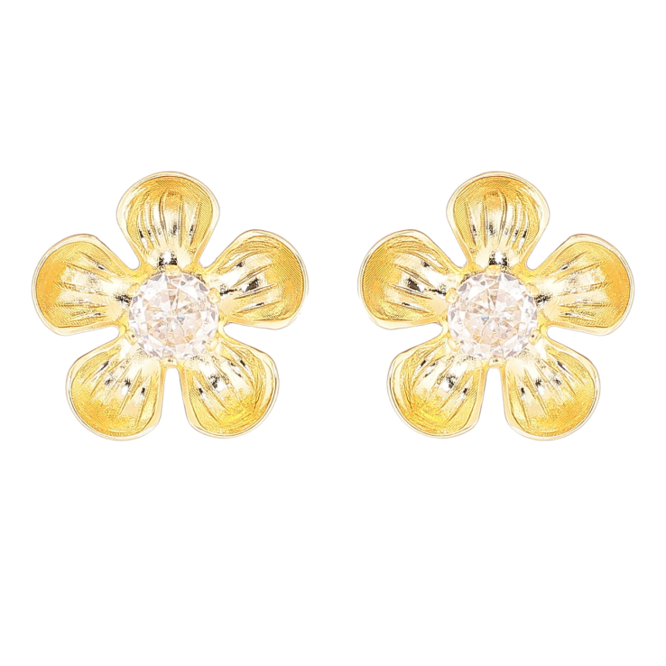 Сережки Xuping колір Позолота 14K пусети Квіточки з кристалами фото №18