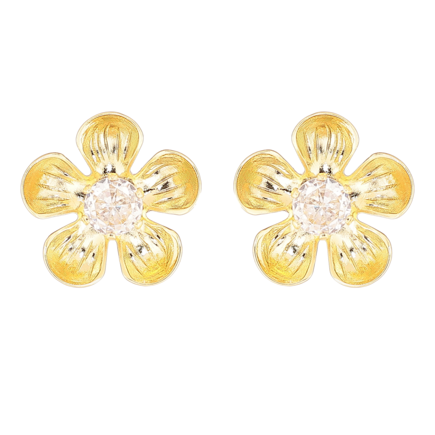 Сережки Xuping колір Позолота 14K пусети Квіточки з кристалами фото №1