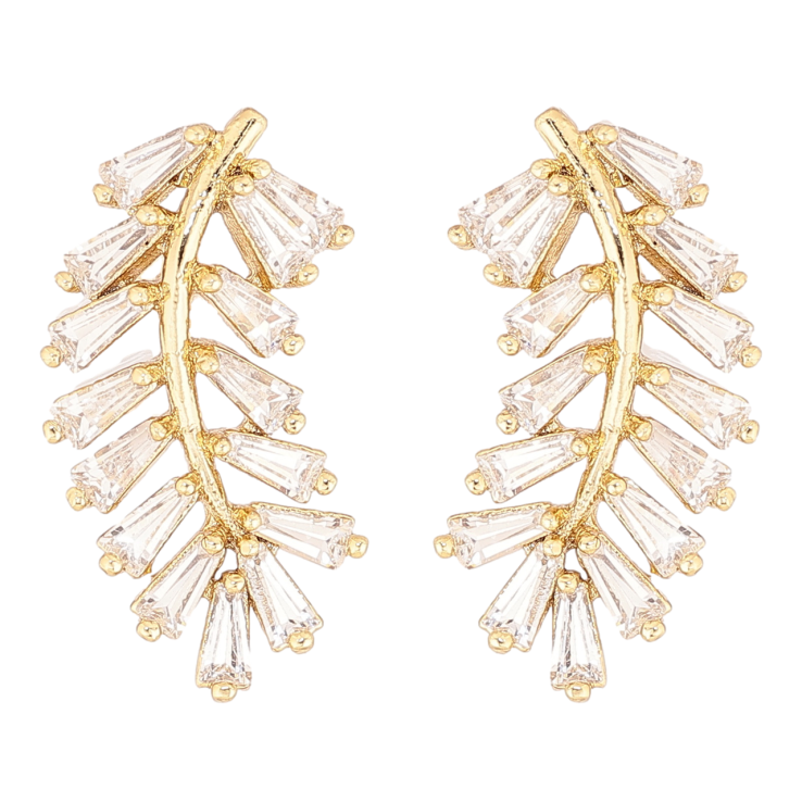 Серьги Xuping цвет Позолота 14K пусеты Кристальные веточки фото №3