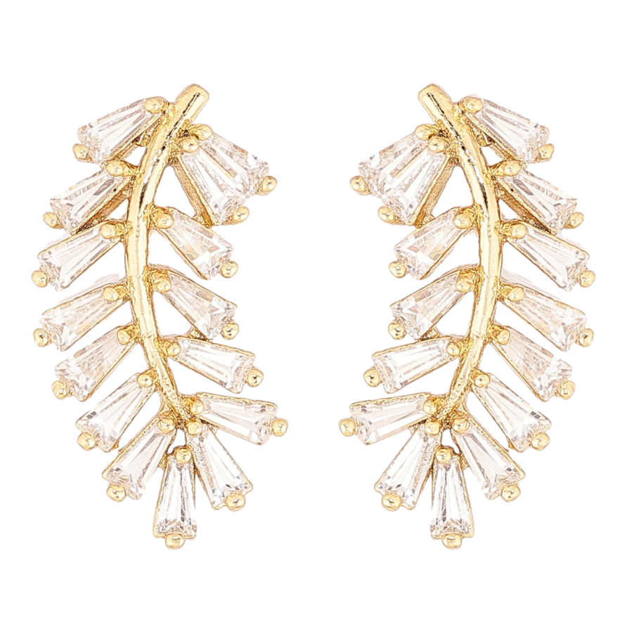 Серьги Xuping цвет Позолота 14K пусеты Кристальные веточки фото №1