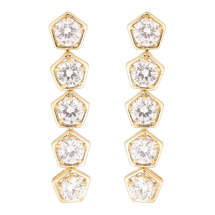 Серьги Xuping цвет Позолота 14K пусеты Кристальныеи подвески фото №25