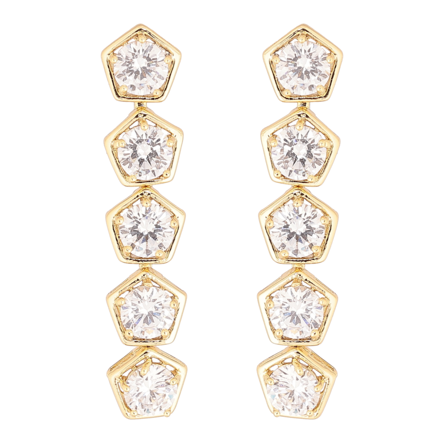 Серьги Xuping цвет Позолота 14K пусеты Кристальныеи подвески фото №1