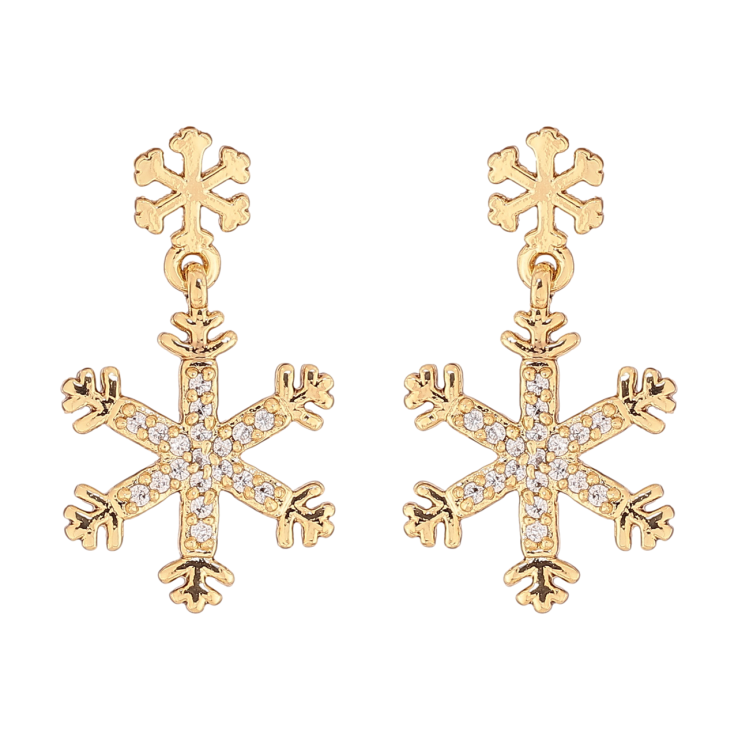 Серьги Xuping цвет Позолота 14K пусеты Снежинки фото №23