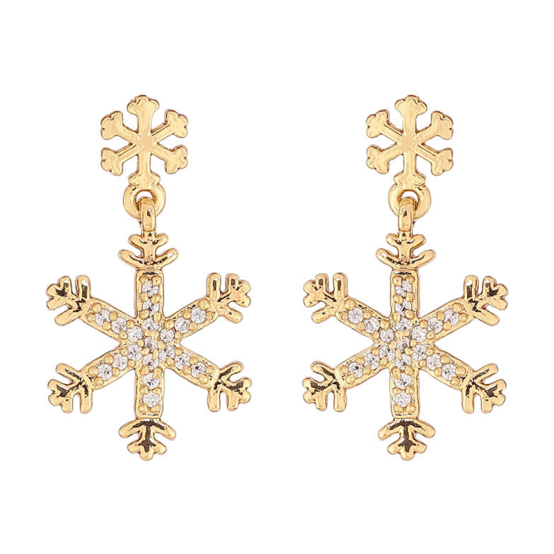 Серьги Xuping цвет Позолота 14K пусеты Снежинки фото №1