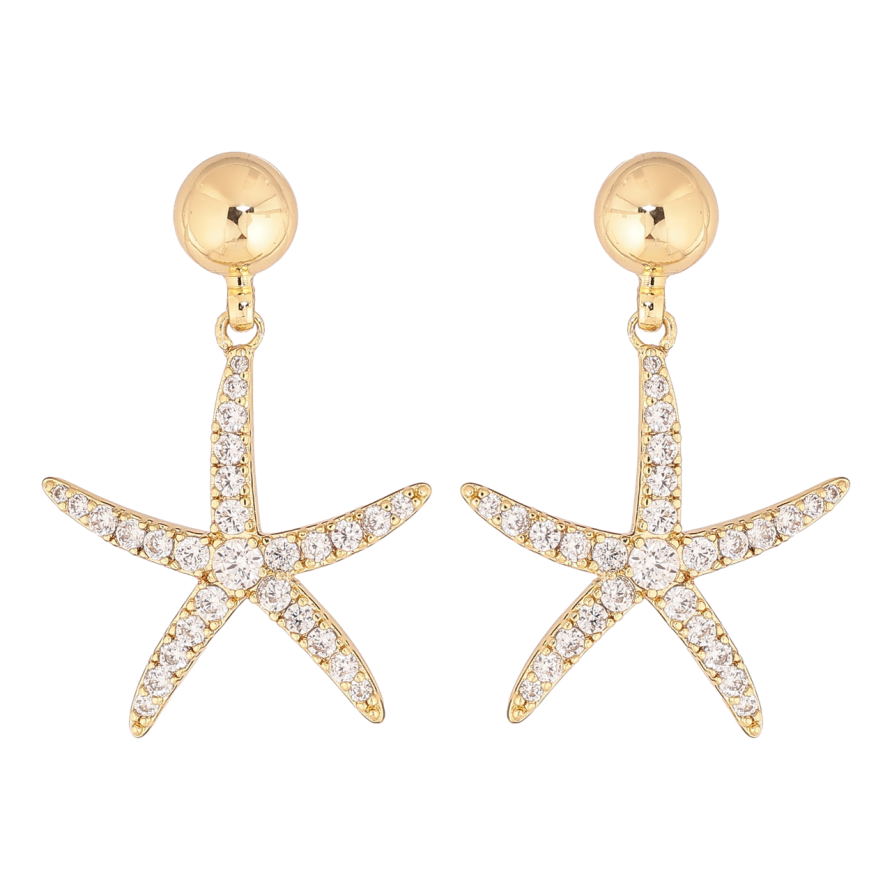 Серьги Xuping цвет Позолота 14K пусеты Морские звезды фото №1