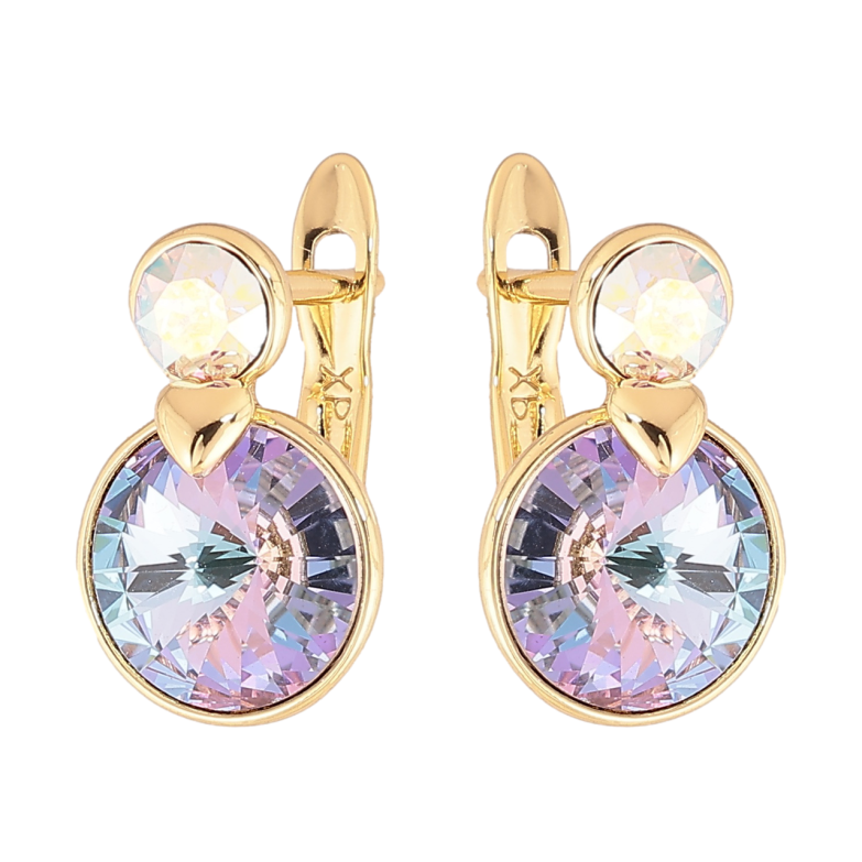 Сережки Xuping колір Позолота 14K англійський замок Два різнокольорові кристали фото №5