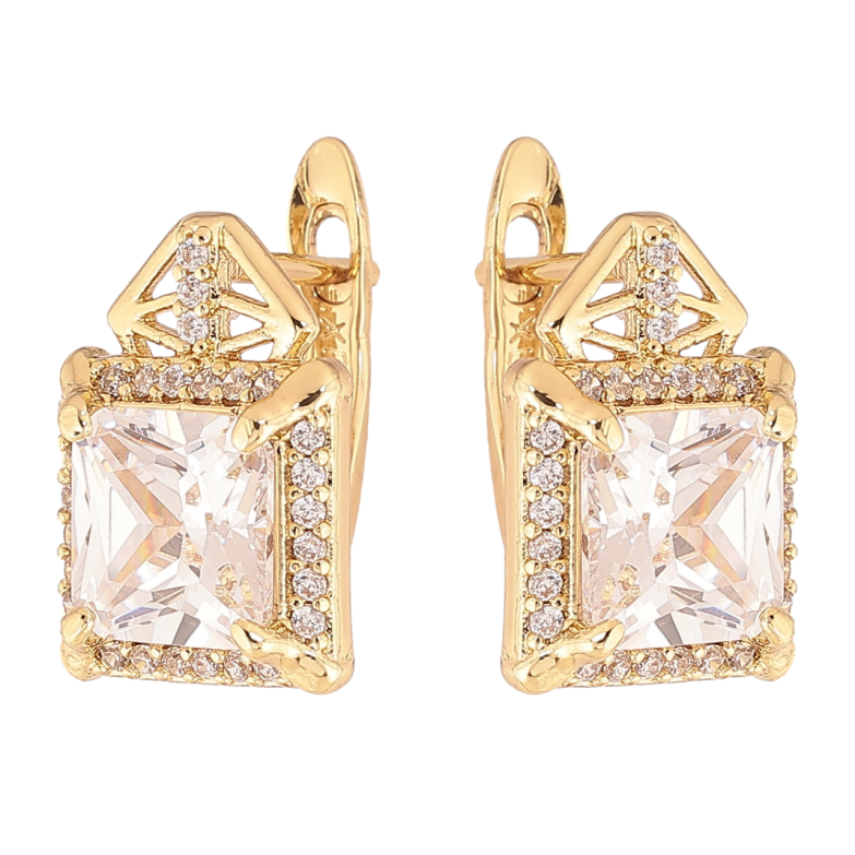 Серьги Xuping цвет Позолота 14K английский замок Кристальный блеск фото №7