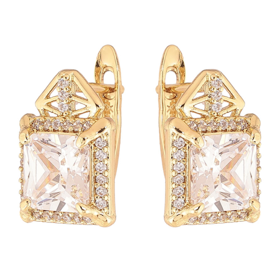 Серьги Xuping цвет Позолота 14K английский замок Кристальный блеск фото №1