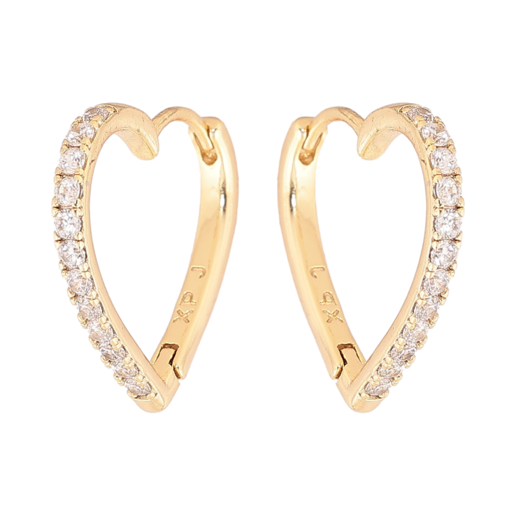 Серьги Xuping цвет Позолота 14K колечки Сердечки с кристаллами фото №1