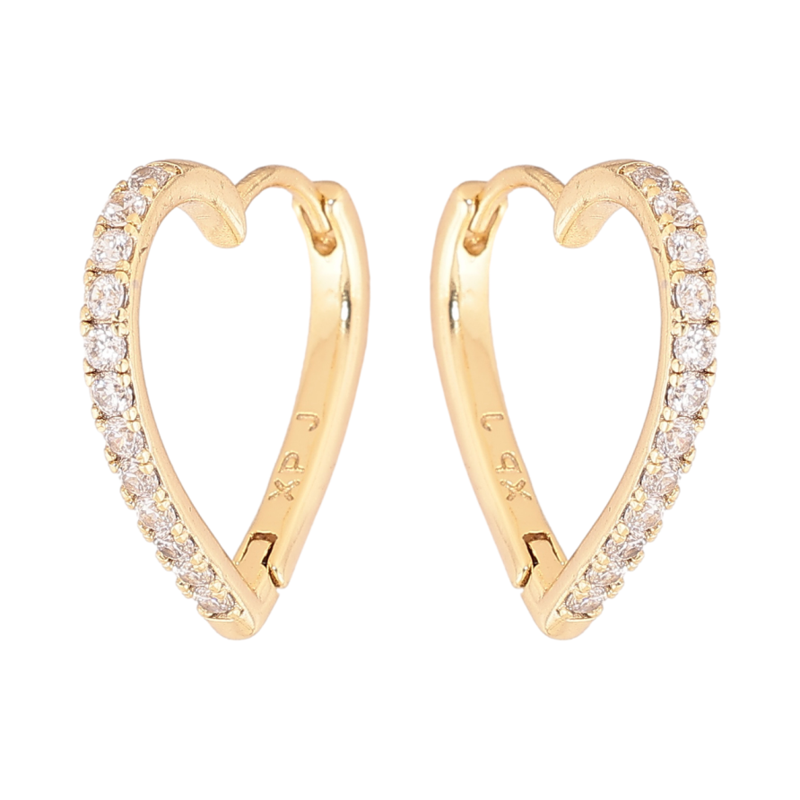 Серьги Xuping цвет Позолота 14K колечки Сердечки с кристаллами фото №1