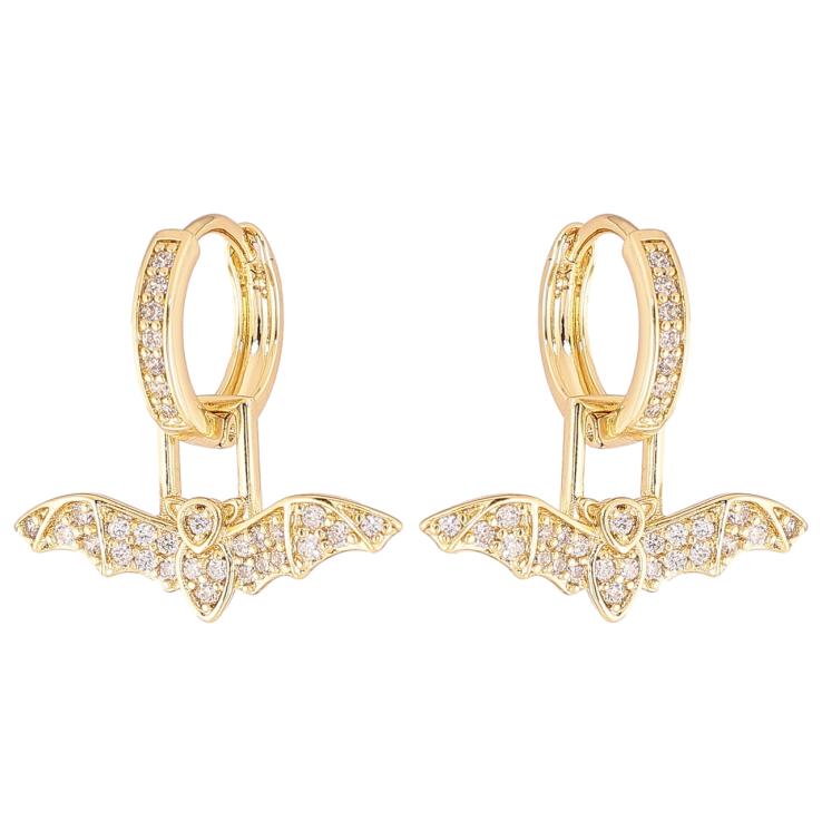 Сережки Xuping колір Позолота 14K підвіски на колечках Кажани 2 в 1 фото №3