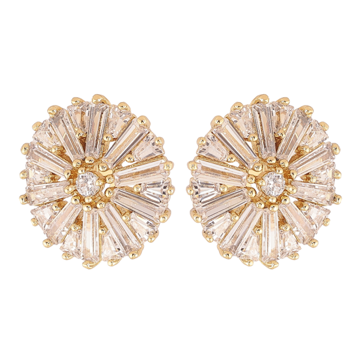 Серьги Xuping цвет Позолота 14K клипсы Кристальный блеск фото №5