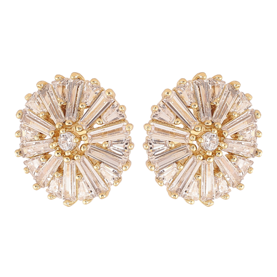 Серьги Xuping цвет Позолота 14K клипсы Кристальный блеск фото №1