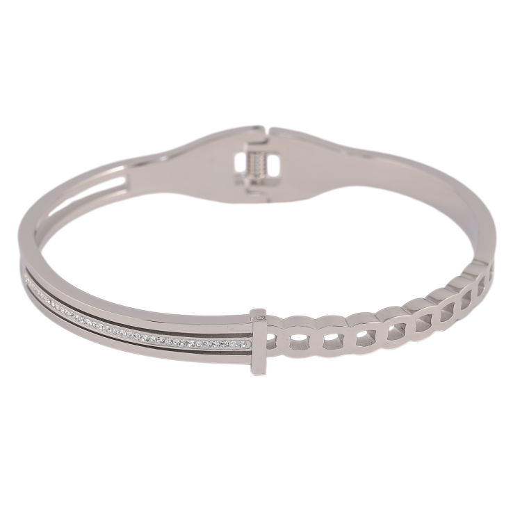 Браслет Xuping ТТМ Stainless Steel колір Родій Декоративний візерунок з кристалами ø 5.7см фото №19