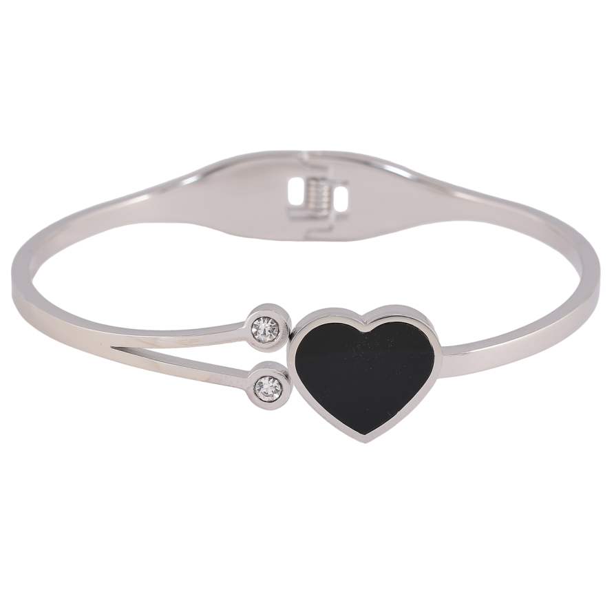 Браслет Xuping ТТМ Stainless Steel цвет Родий Черное сердечко ø 6см фото №1