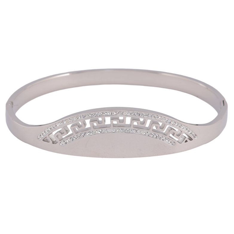 Браслет Xuping ТТМ Stainless Steel цвет Родий Резной узор с кристаллами ø 6см фото №1