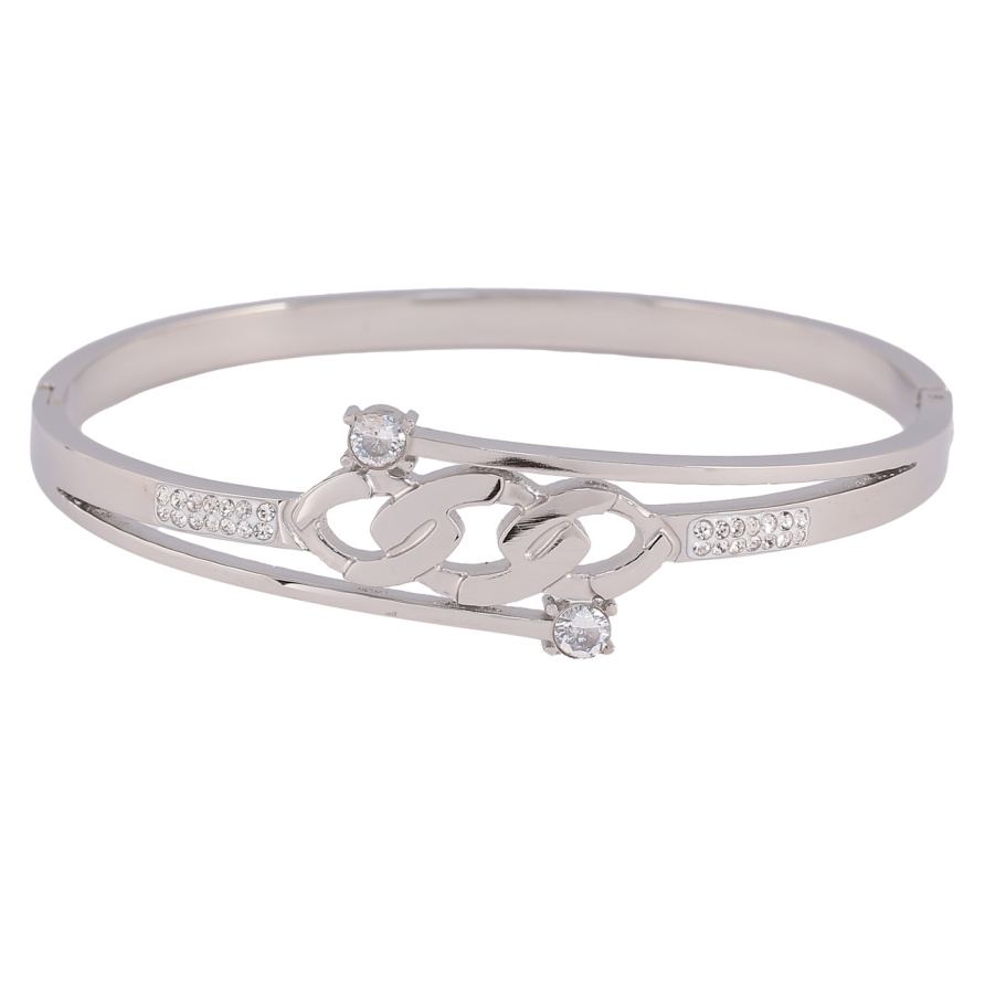 Браслет Xuping ТТМ Stainless Steel цвет Родий Декоративный узор с кристаллами ø 5.5см фото №1