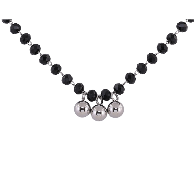 Підвіска на ланцюжку Xuping ТТМ Stainless Steel колір Родій Чорні намистини з кульками довжина 45-51см х 4мм фото №7