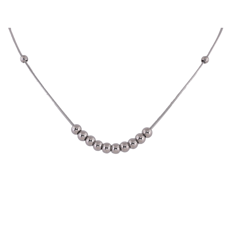 Подвеска на цепочке Xuping ТТМ Stainless Steel цвет Родий Бусины длинна 46-51см х 1мм фото №1