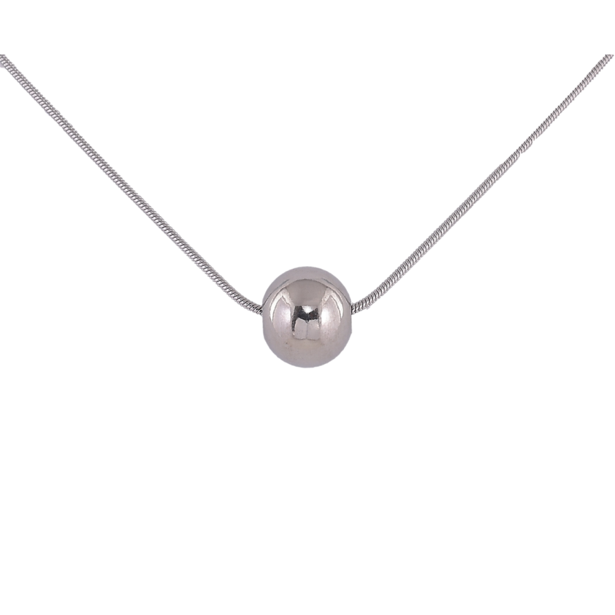 Підвіска на ланцюжку Xuping ТТМ Stainless Steel колір Родій Намистина, ø 10мм довжина 45-50см х 1 мм фото №1