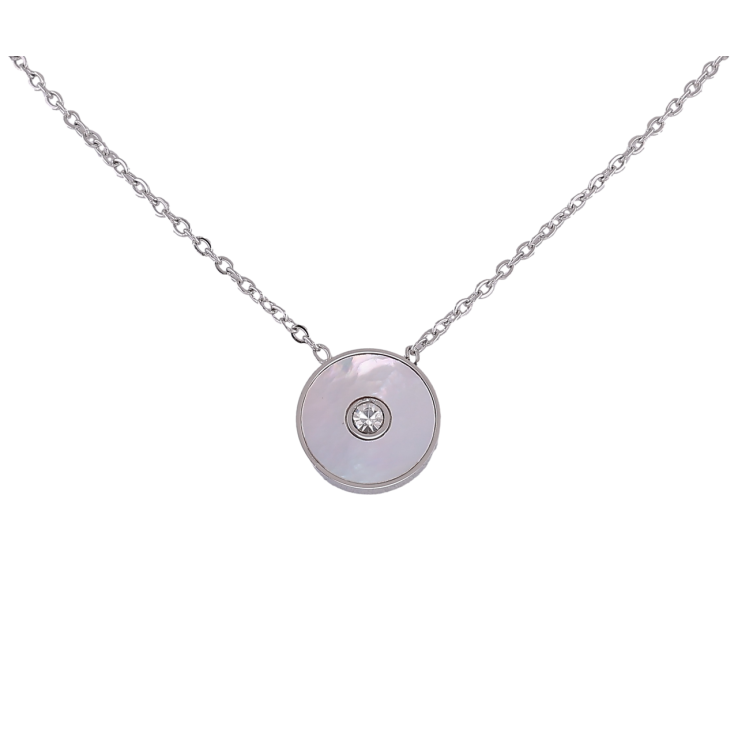 Підвіска на ланцюжку Xuping ТТМ Stainless Steel колір Родій Коло з перламутровою вставкою довжина 46-51см х 1.5мм фото №25