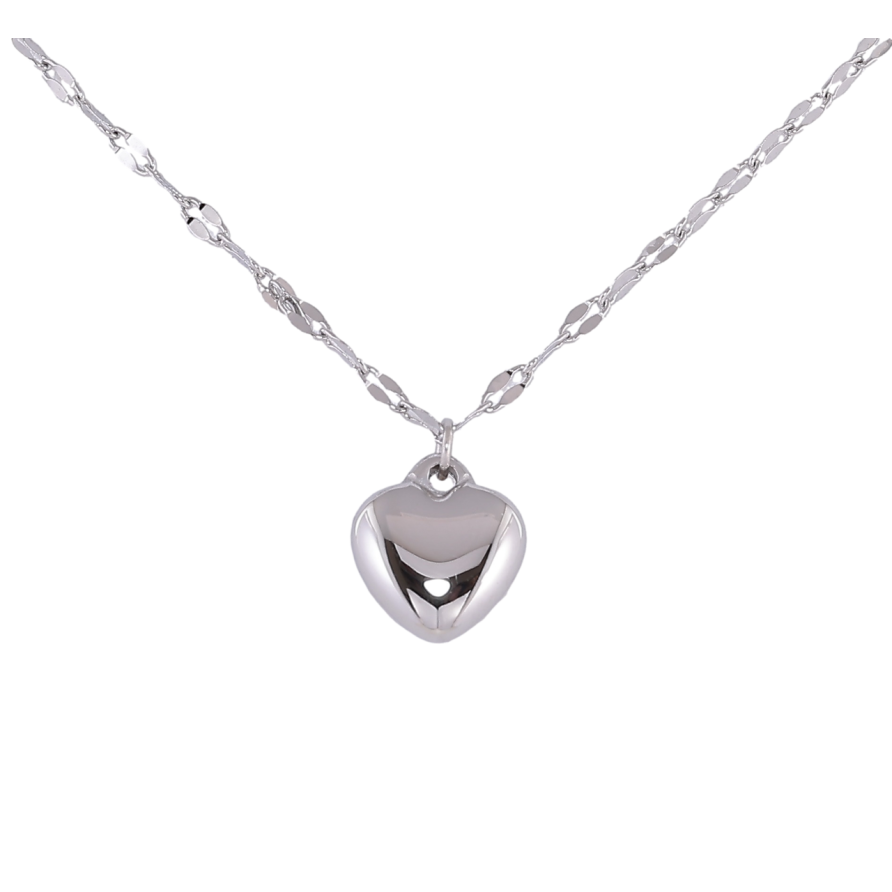 Підвіска на ланцюжку Xuping ТТМ Stainless Steel колір Родій Сердечко довжина 45-50см х 2мм фото №1