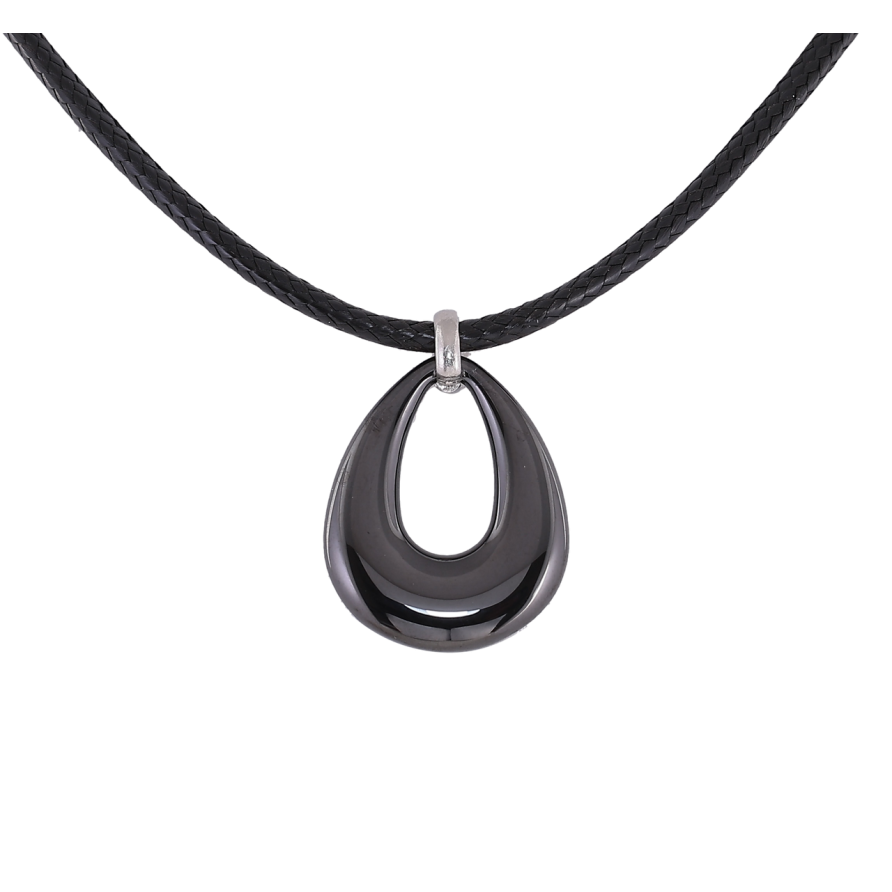 Підвіска на шнурі Xuping ТТМ Stainless Steel колір Родій Керамічна крапелька довжина 46-51см х 2мм фото №1 Підвіска на шнурі Xuping ТТМ Stainless Steel колір Родій Керамічна крапелька довжина 46-51см х 2мм фото №1