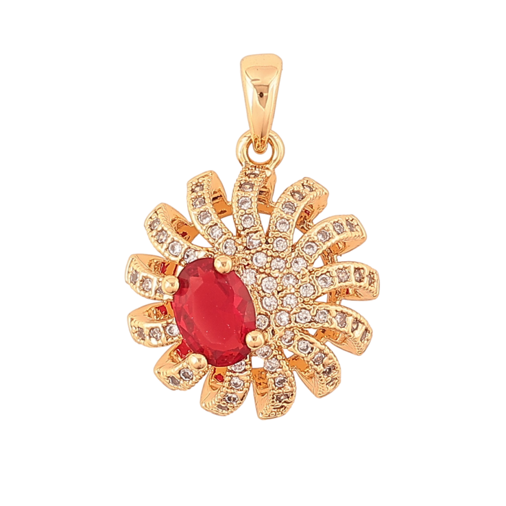 Кулон Xuping колір Позолота 18K Квітка з інкрустацією і червоними кристалом для ланцюжка до 3мм фото №17 Кулон Xuping колір Позолота 18K Квітка з інкрустацією і червоними кристалом для ланцюжка до 3мм фото №17
