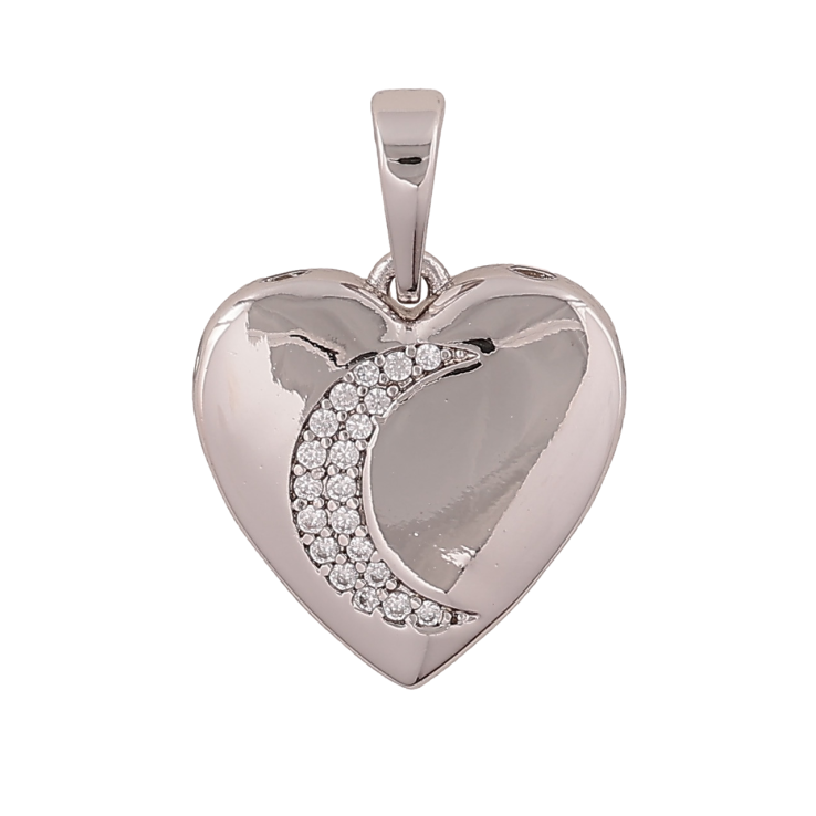 Кулон Xuping Колір Родій Серце з кристалами для ланцюжка до 6 мм фото №3 Кулон Xuping Колір Родій Серце з кристалами для ланцюжка до 6 мм фото №3