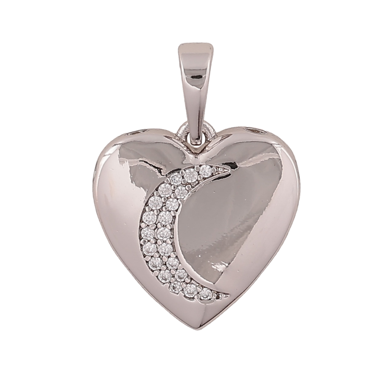 Кулон Xuping Колір Родій Серце з кристалами для ланцюжка до 6 мм фото №1