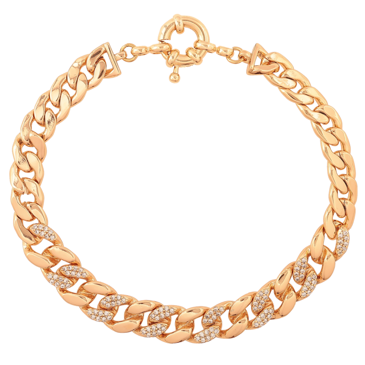 Браслет Xuping Колір Позолота 18K Ланцюжок Панцирний з кристалами розмір 21см х 7-8мм фото №7