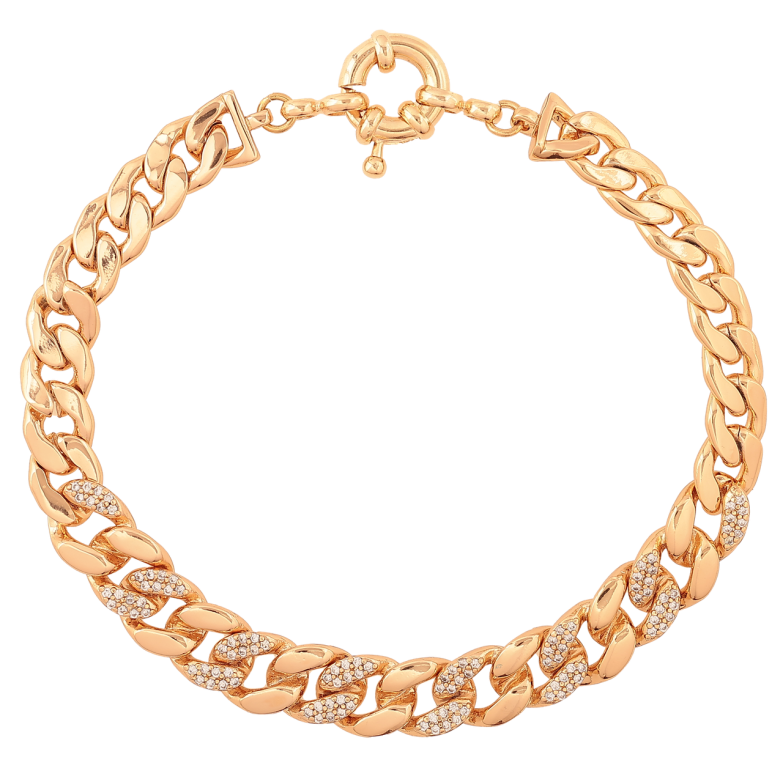 Браслет Xuping Цвет Позолота 18K Цепочка Панцирная с кристаллами размер 21см х 7-8мм фото №6