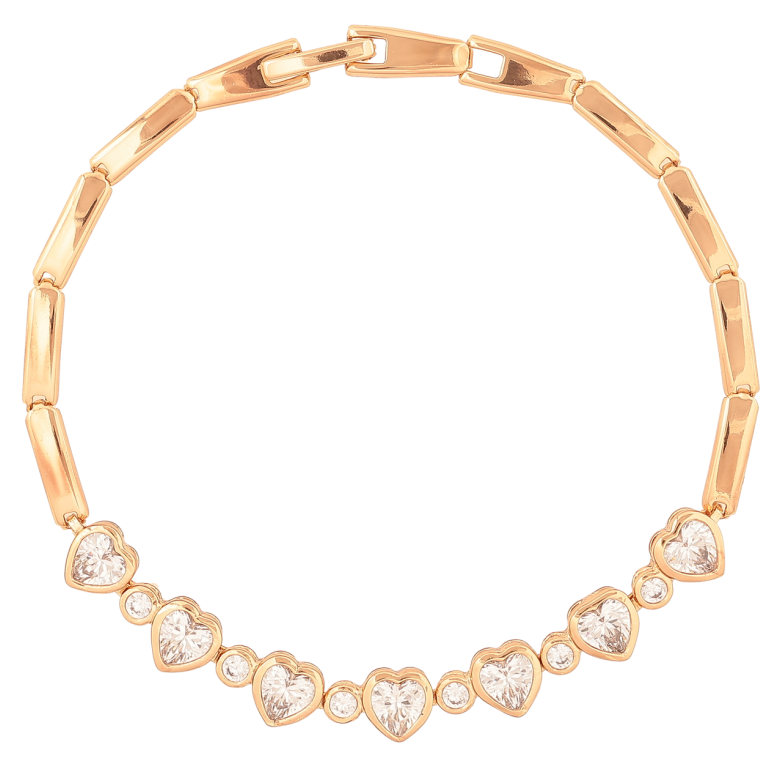 Браслет Xuping Цвет Позолота 18K Кристальные сердечки размер 19.5см х 3-7мм фото №1