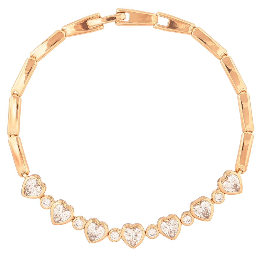 Браслет Xuping Колір Позолота 18K Кришталеві сердечка розмір 19,5см х 3-7мм фото №1