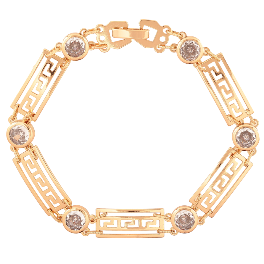 Браслет Xuping Колір Позолота 18K Грецький орнамент з кристалами розмір 20см х 8мм фото №1