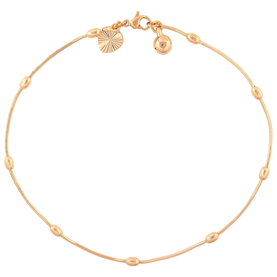 Браслет Xuping Цвет Позолота 18K на ногу Цепочка с бусинами размер 26см х 1-3мм фото №1