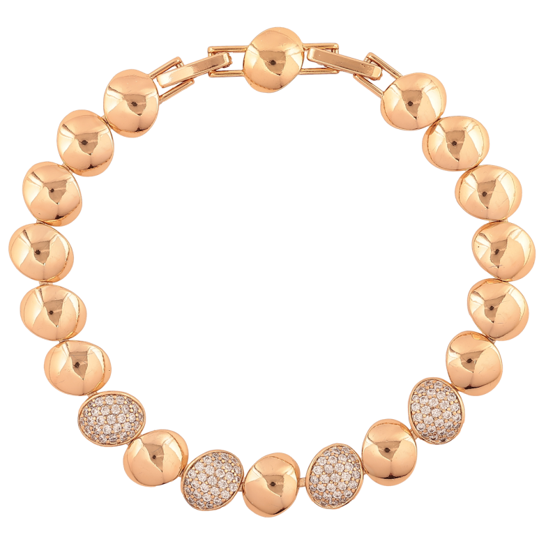 Браслет Xuping Колір Позолота 18K Овальні ланки з кристалами розмір з додатковим замком 17,19 см х 9 мм фото №1