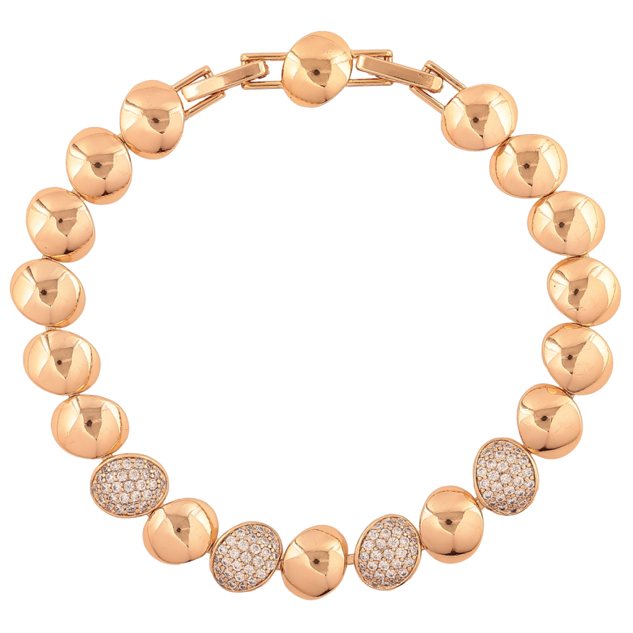 Браслет Xuping Колір Позолота 18K Овальні ланки з кристалами розмір з додатковим замком 17,19 см х 9 мм фото №1