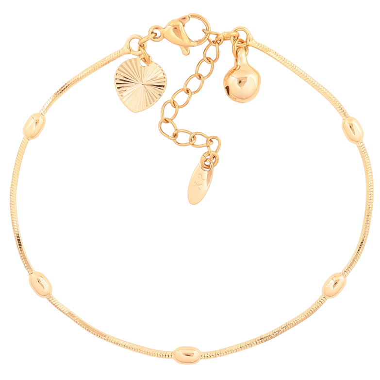 Браслет Xuping Цвет Позолота 18K Ювелирный шнур с бусинами размер с доп. цепочкой 17-20.5см х 1-3мм фото №1