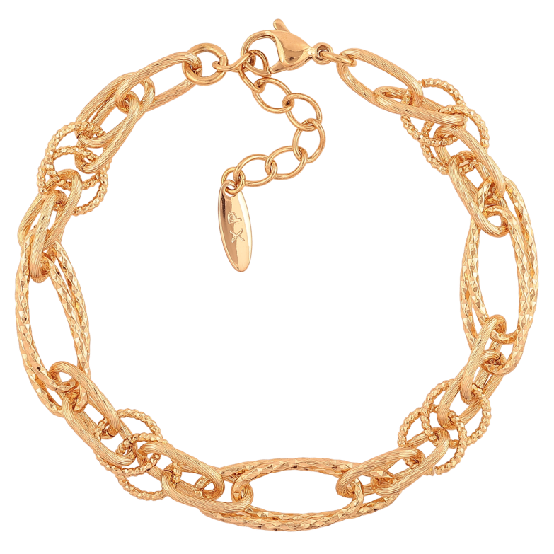 Браслет Xuping Колір Позолота 18K Ланцюжок Фантазійний розмір з додатковим ланцюжком 19-22см х 7-9мм фото №1