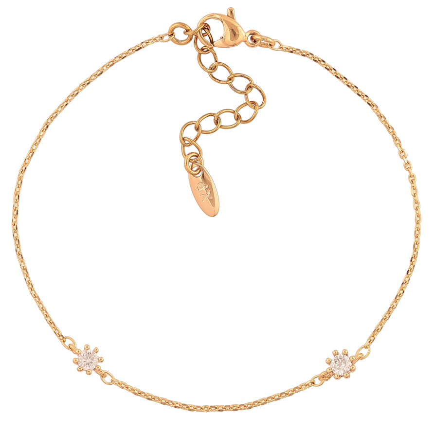 Браслет Xuping Цвет Позолота 18K Цепочка с кристальными вставками размер с доп. цепочкой 17-20.5см х 1мм фото №1