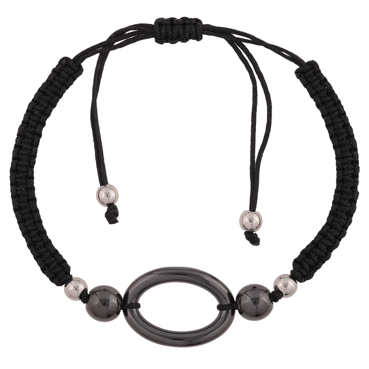 Браслет Xuping ТТМ Stainless Steel колір Родій Чорний шнур з керамічним кільцем довжина на затяжці 15-29смх 5-17мм фото №7