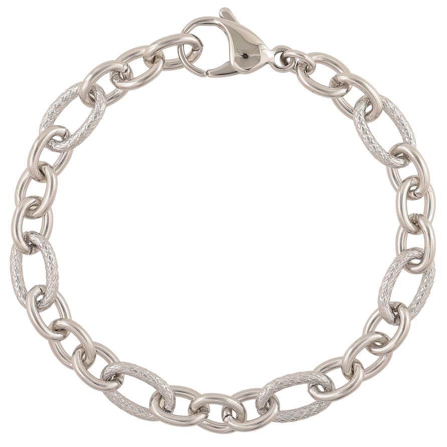 Браслет Xuping ТТМ Stainless Steel колір Родій Ланцюжок Якірне плетіння довжина 20см х 7-8мм фото №1