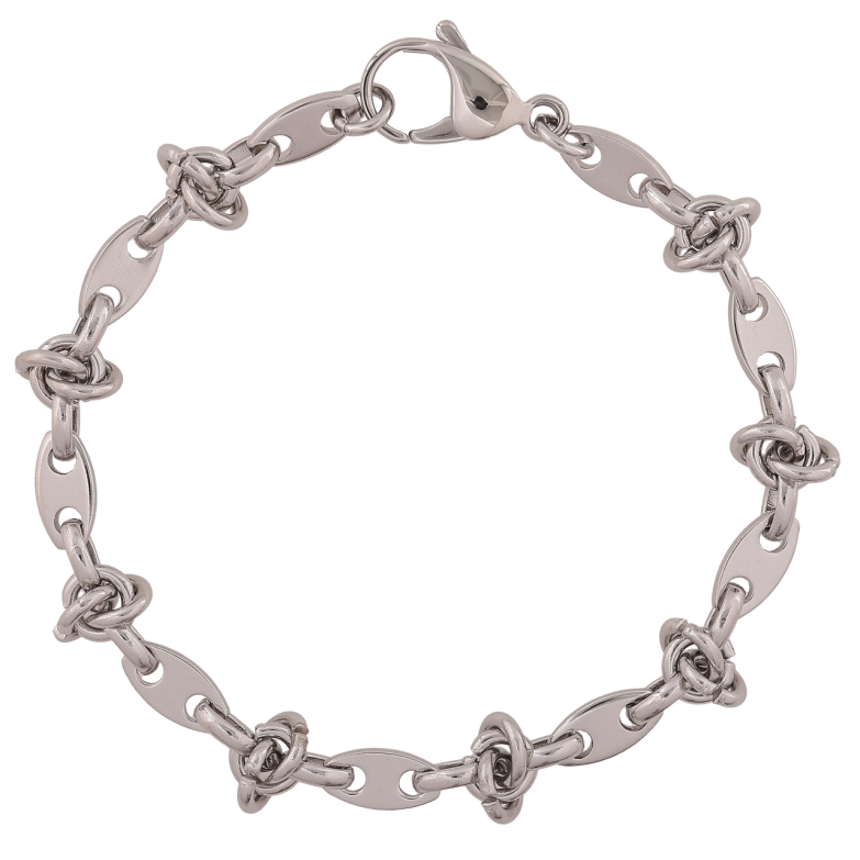 Браслет Xuping ТТМ Stainless Steel колір Родій Ланцюжок Фантазійне плетіння довжина 20,5 см х 2-6 мм фото №4