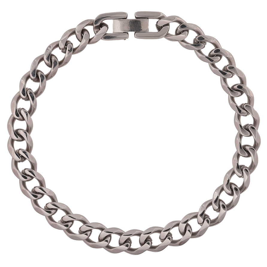 Браслет Xuping ТТМ Stainless Steel колір Родій Ланцюжок Панцирне плетіння довжина 21,5 см х 8 мм фото №1