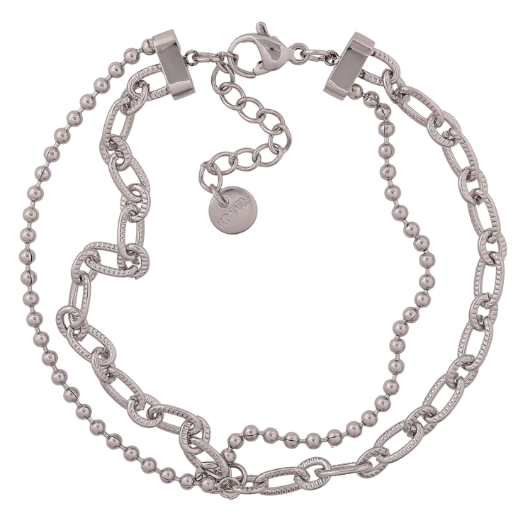 Браслет Xuping ТТМ Stainless Steel колір Родій Подвійний ланцюжок довжина з додатковим ланцюжком 18-21см х 2-4мм фото №17