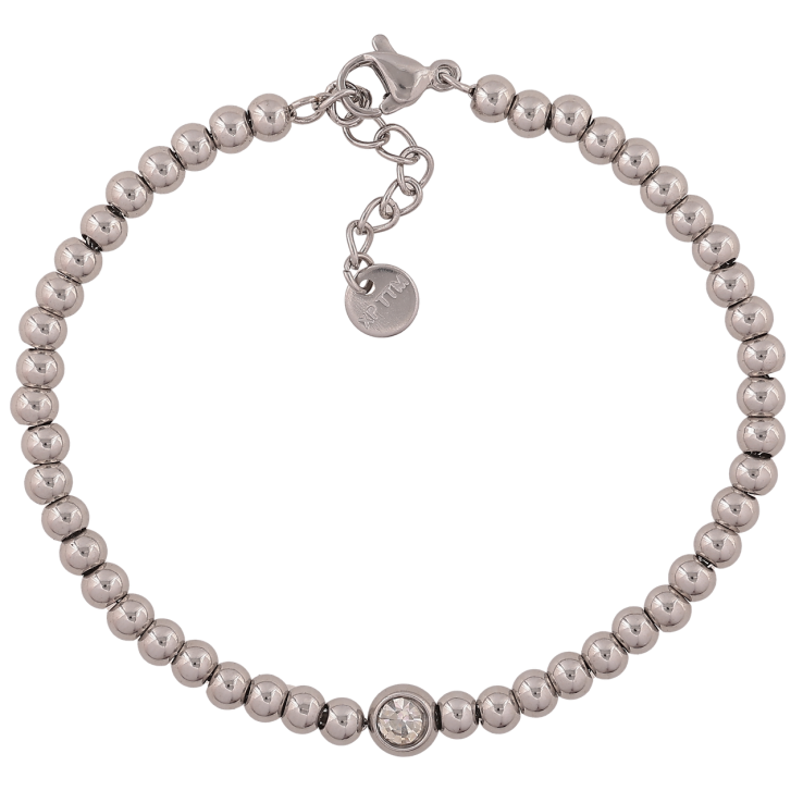 Браслет Xuping ТТМ Stainless Steel цвет Родий Бусины с кристаллом длинна с доп. цепочкой 17-20см х 4мм фото №8