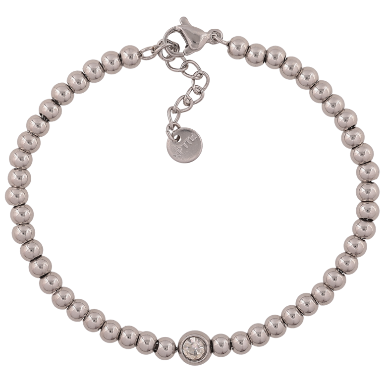 Браслет Xuping ТТМ Stainless Steel цвет Родий Бусины с кристаллом длинна с доп. цепочкой 17-20см х 4мм фото №7